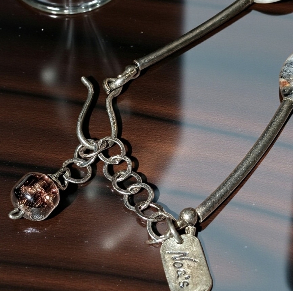 Designer Natural Striated Chocolate Brown And Creamy White Agate Necklace - Picture 4 of 6